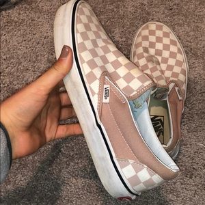 Women’s blush pink checker board Vans